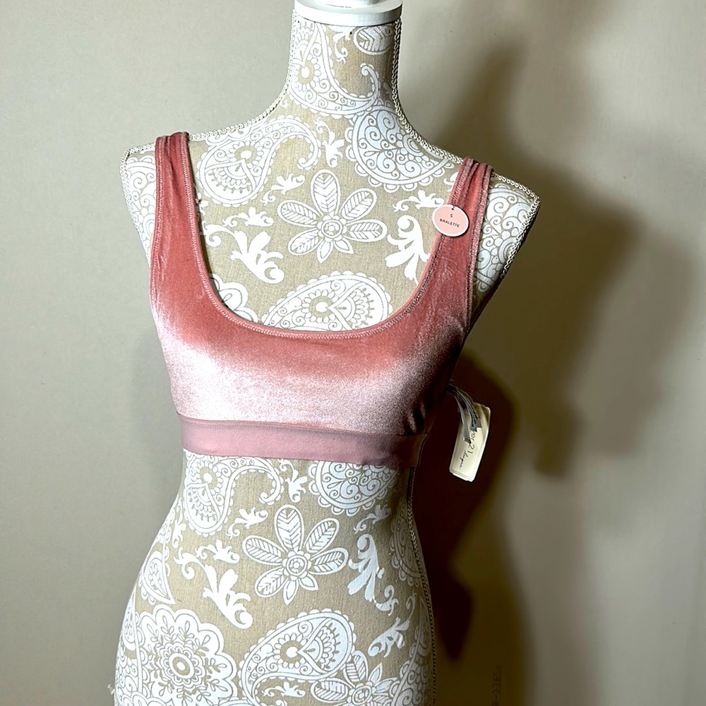 Pale pastel pink velvet bralette brand new